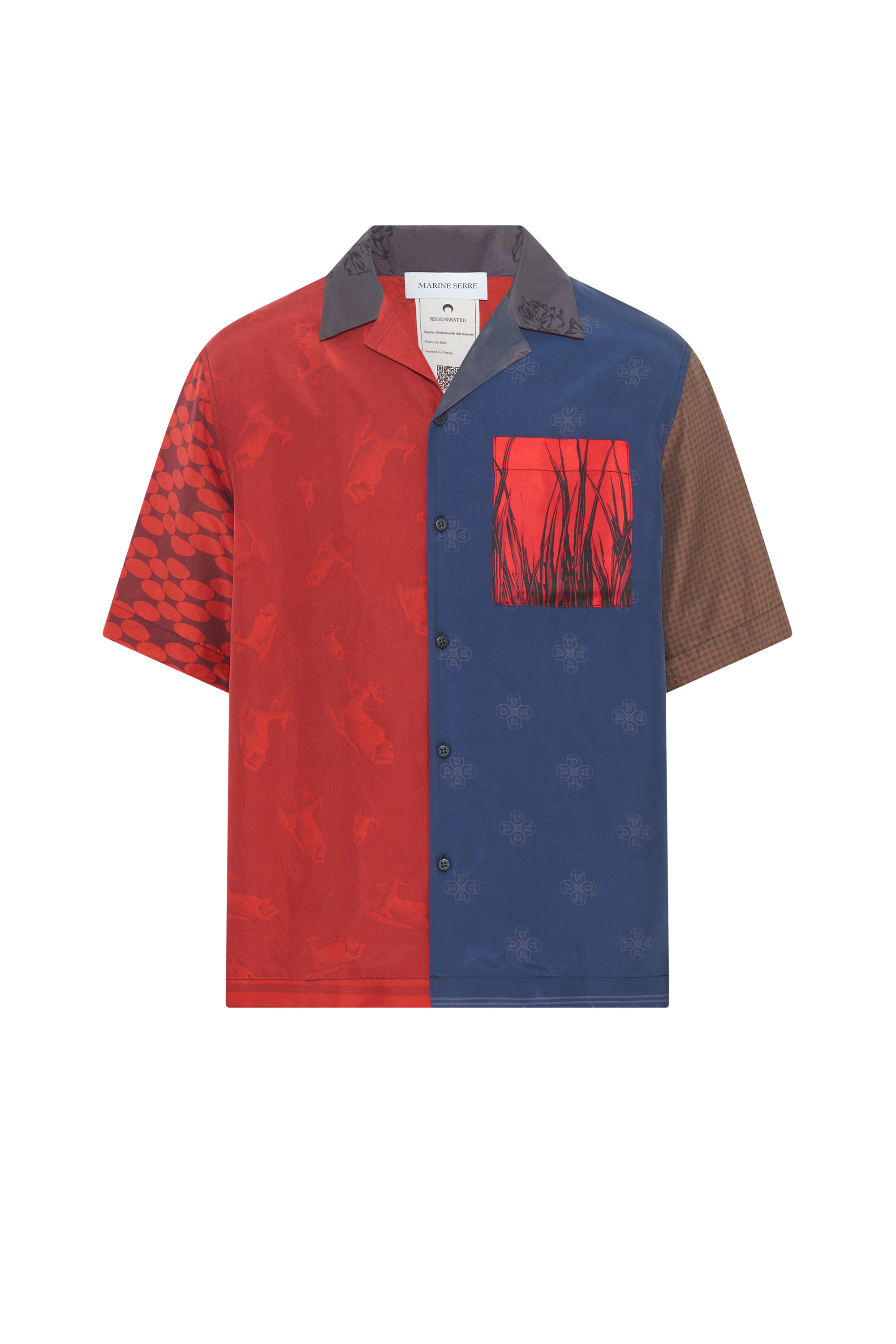 Upcycled Silk Scarves Bowling Shirt - 8