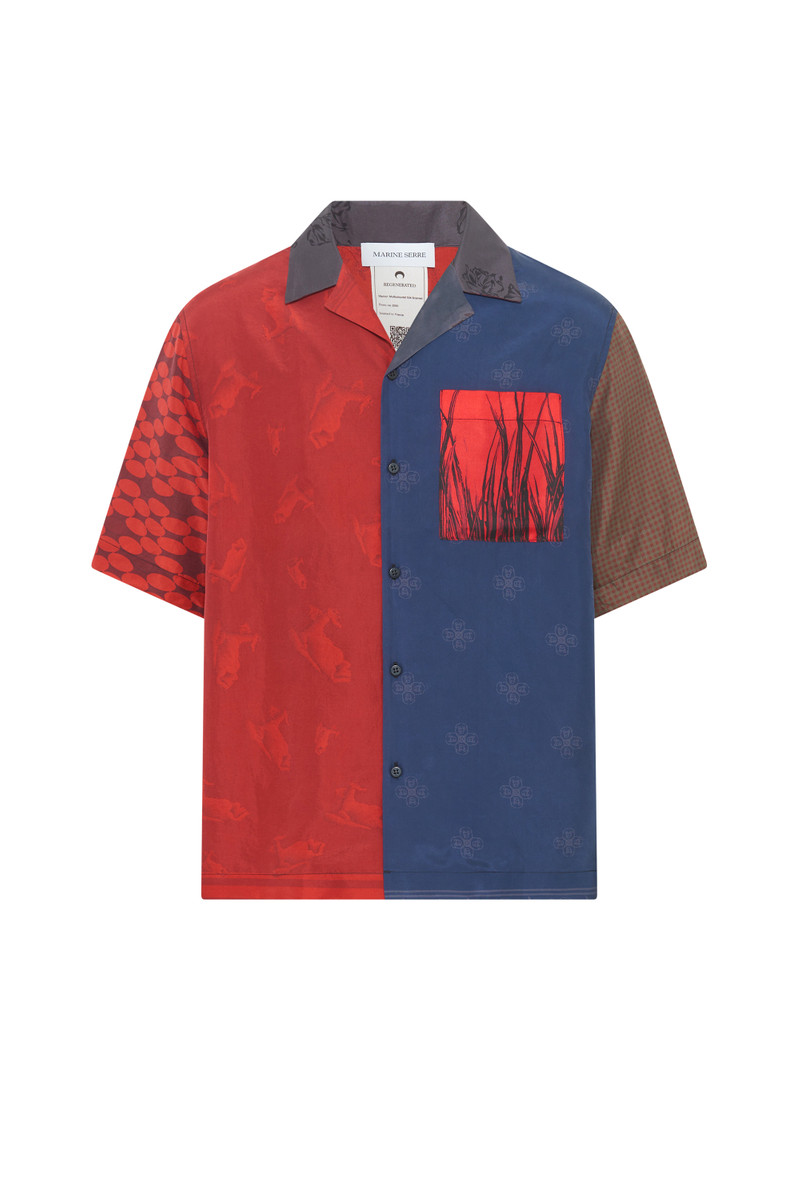 Upcycled Silk Scarves Bowling Shirt 8