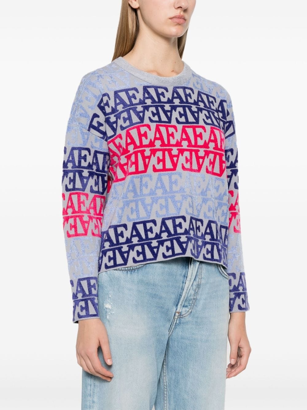 logo-flocked sweater - 3