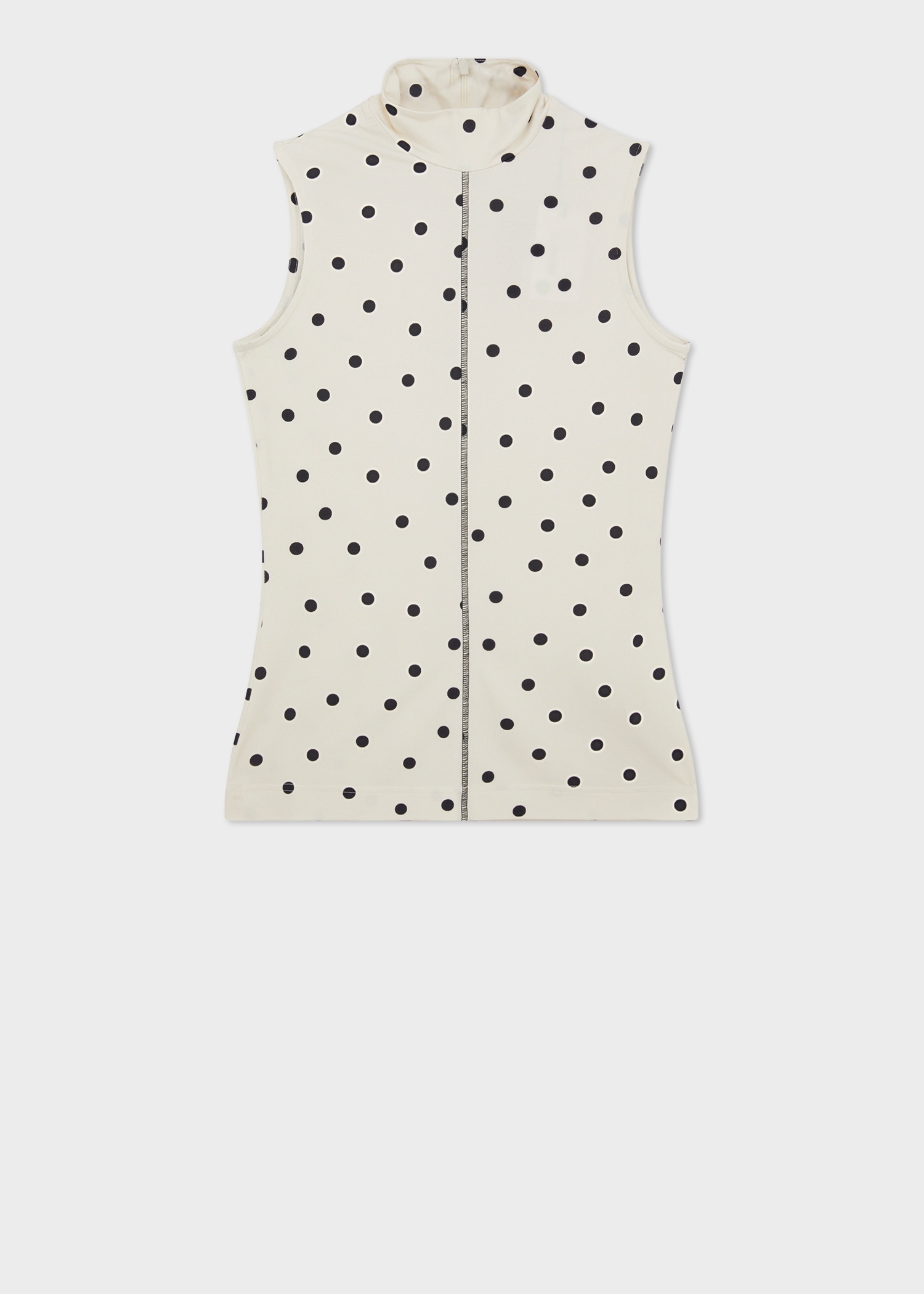 Women's Ecru Funnel Neck Polka Dot Vest Top - 1