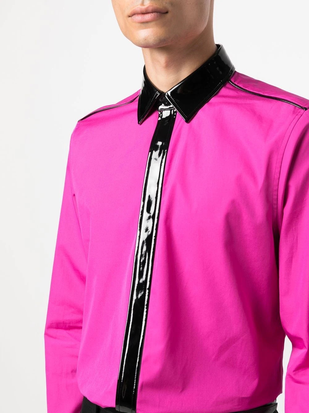 contrasting-trim long-sleeve shirt - 5