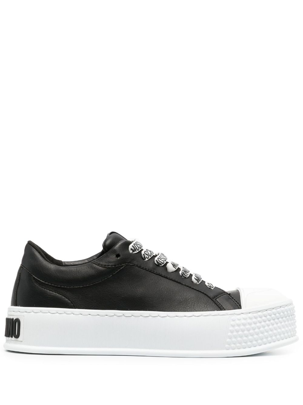 embossed-logo faux-leather sneakers - 1