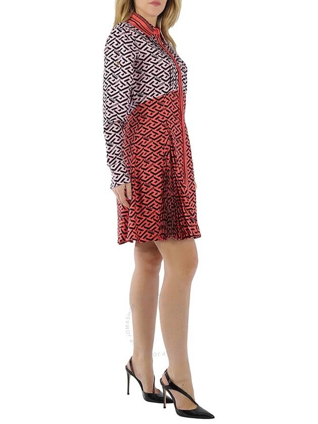 Versace Ladies La Greca Monogram Silk Midi Shirt Dress, Brand Size 40 (US Size 4) - 2