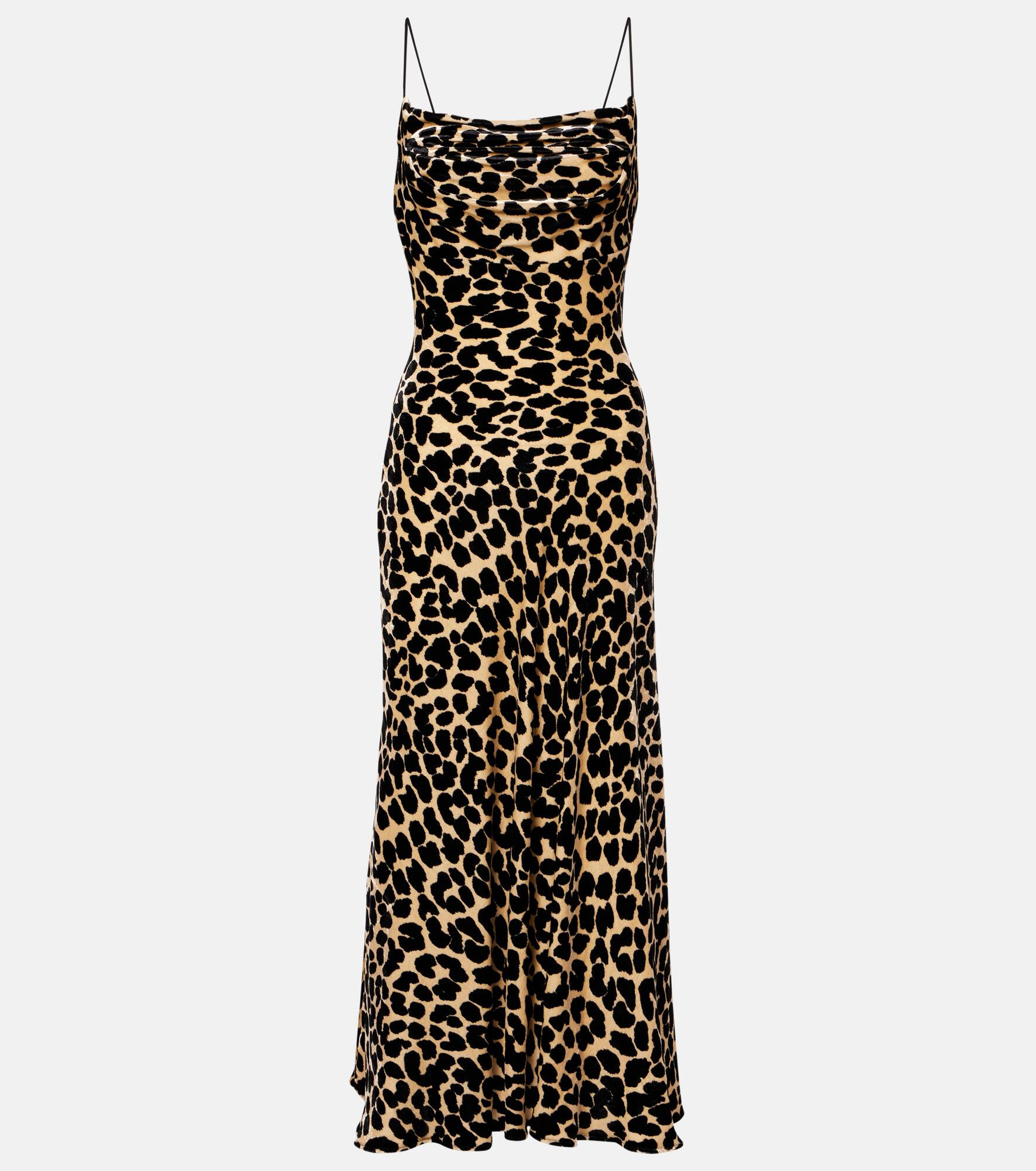 Leopard-print velvet midi dress - 1
