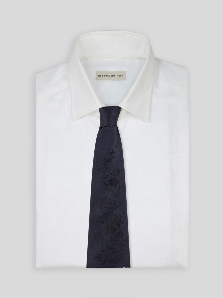 SILK JACQUARD TIE WITH PEACOCK - 2