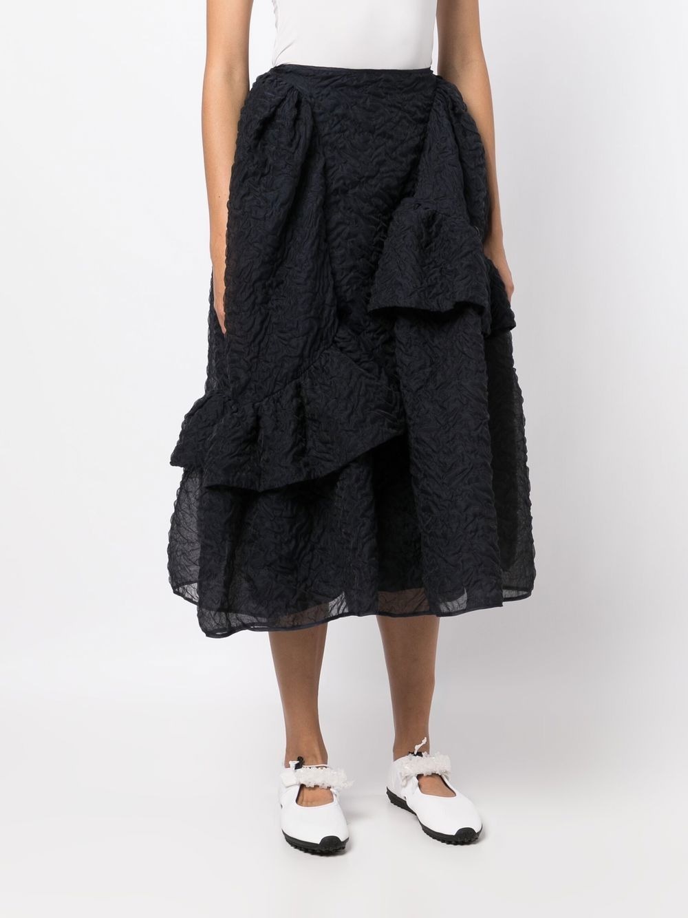 textured tiered midi skirt - 3
