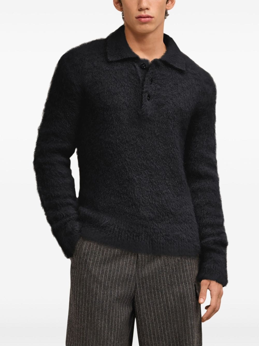 brushed-effect polo top - 5
