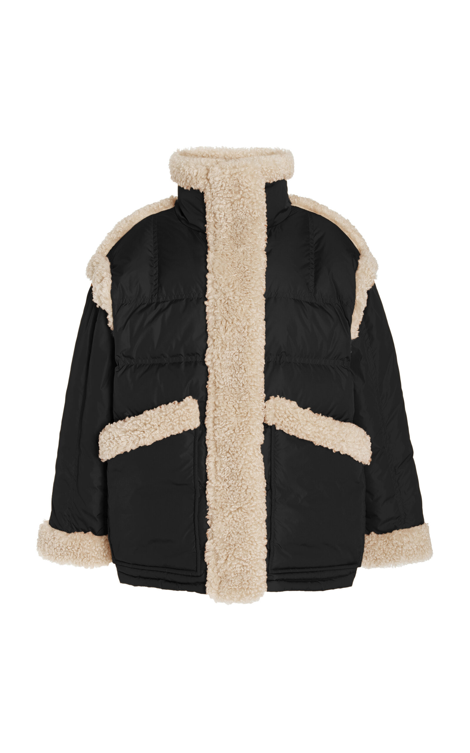 Dorothy Sherpa-Trimmed Quilted Down Coat black - 1