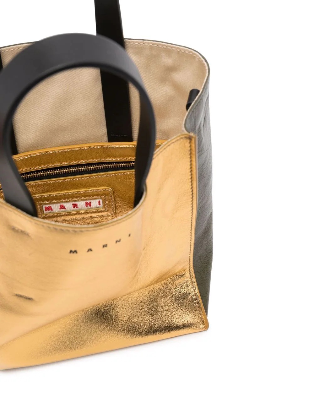 metallic leather tote bag - 5