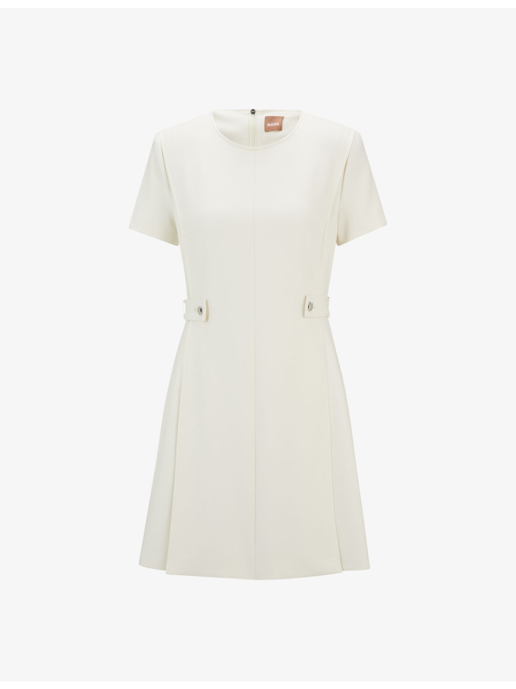 Round-neck short-sleeve stretch-woven mini dress - 1
