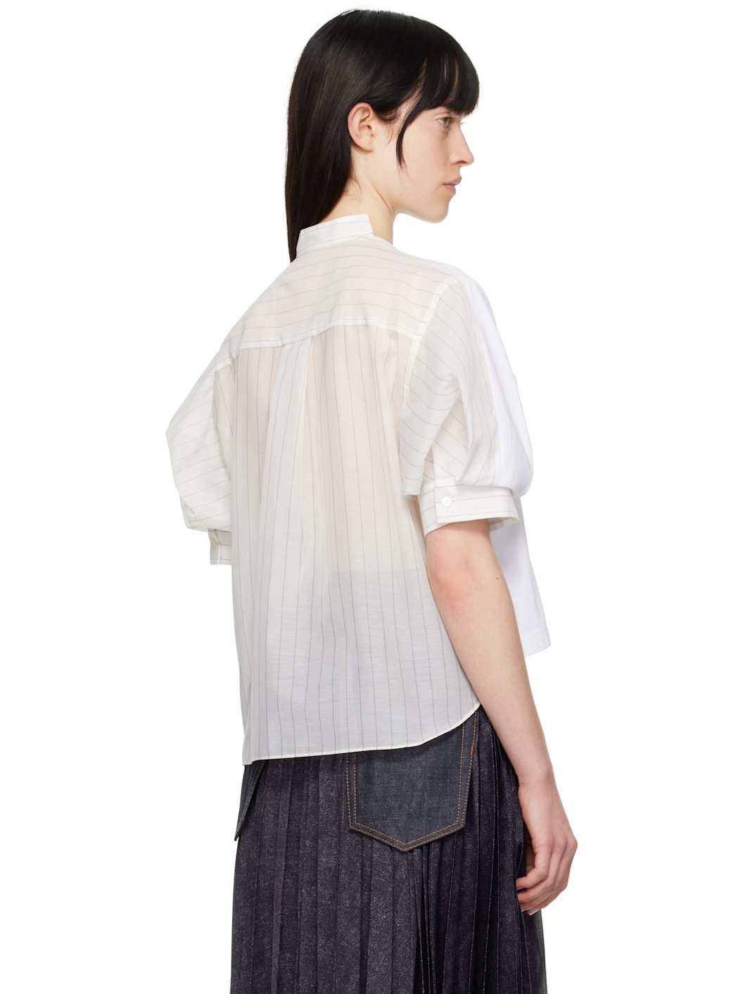 Off-White Spun Organza & Cotton Jersey T-shirt - 3