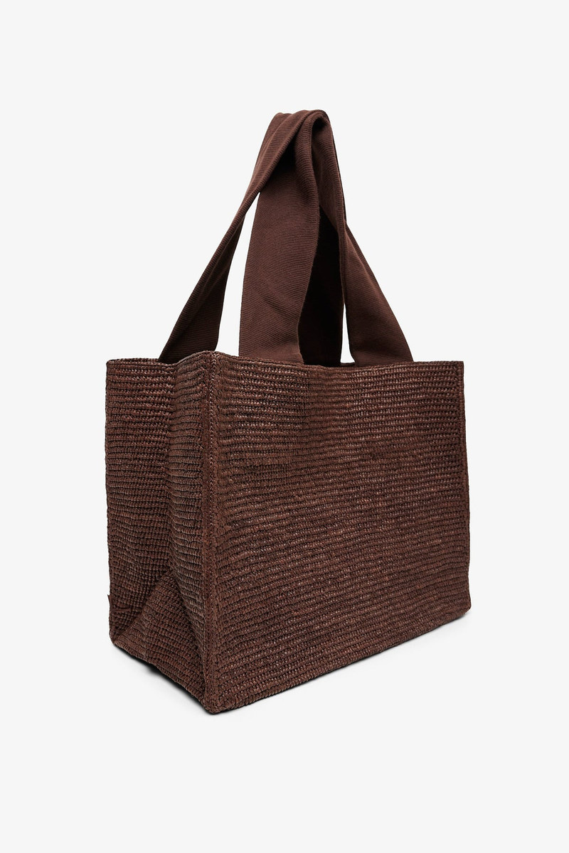 The Row Loretta dark brown raffia bag outlook
