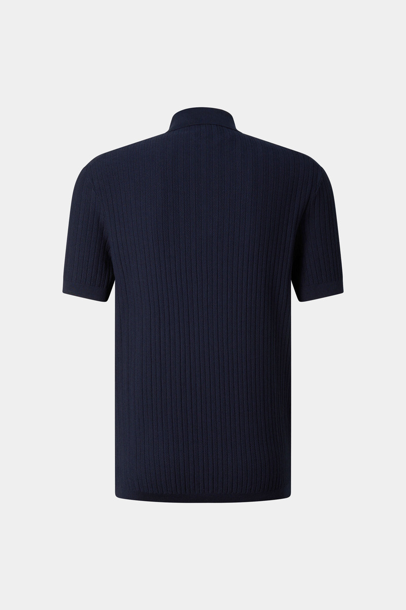 Tobias knitted polo shirt in Navy blue 7