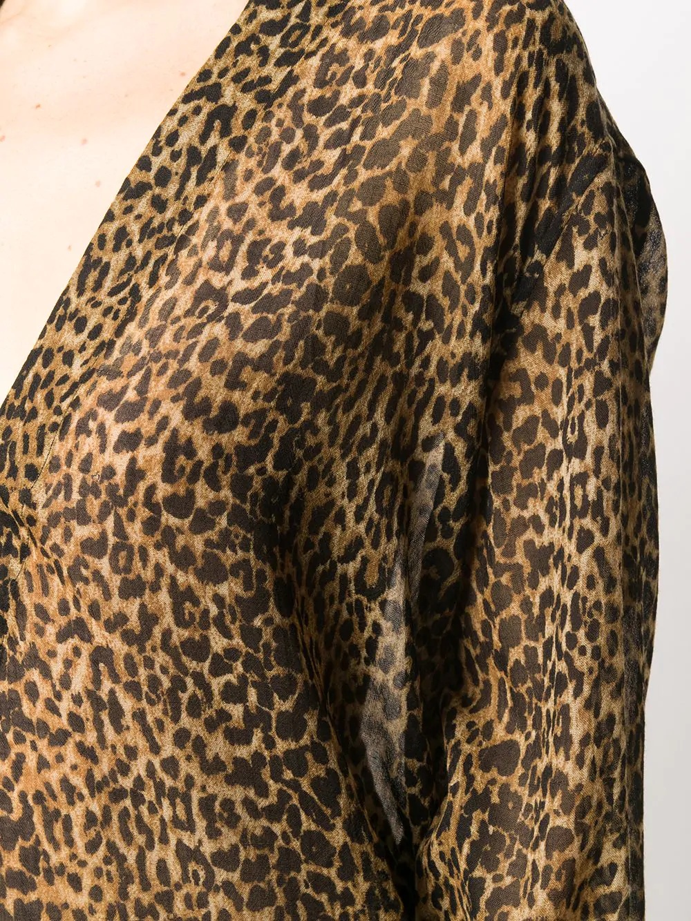 leopard print asymmetric blouse - 5