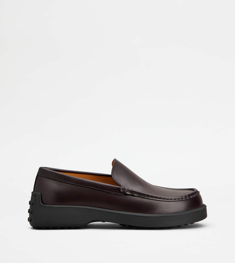 SLIPPER LOAFERS IN LEATHER - BURGUNDY 1