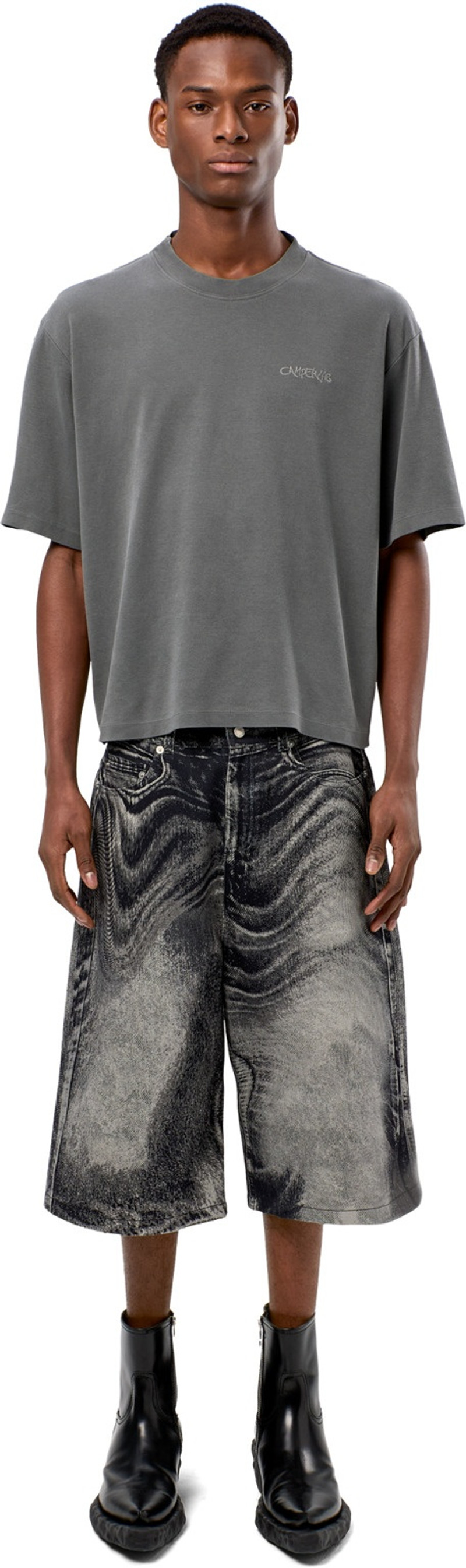 CAMPERLAB Black-Grey Denim Shorts outlook