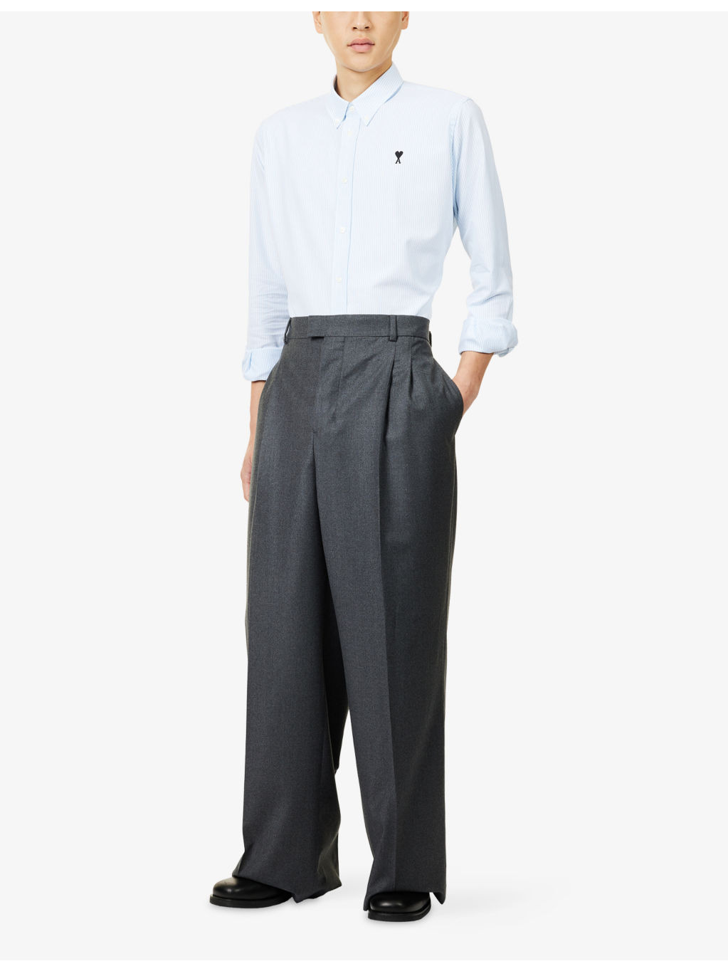 Tailored Wide-Leg Wool Trousers - 2