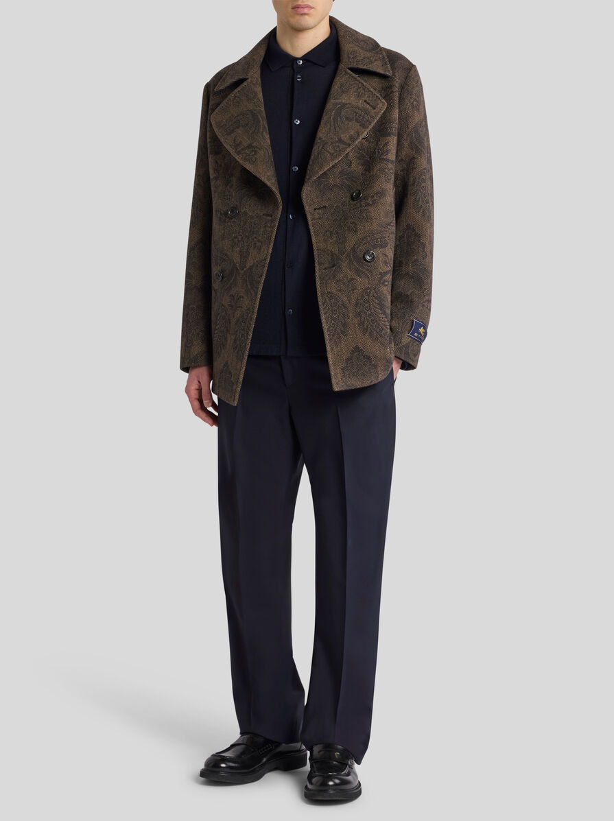 DOUBLE-BREASTED WOOL AND CASHMERE PEA COAT - 3