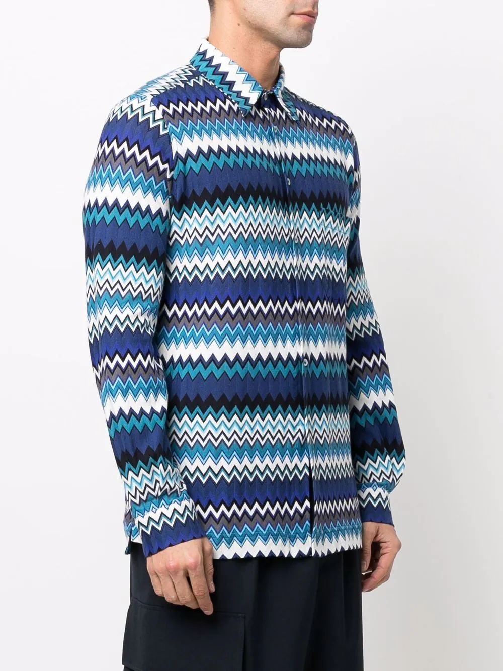 zigzag-pattern long-sleeve shirt - 3