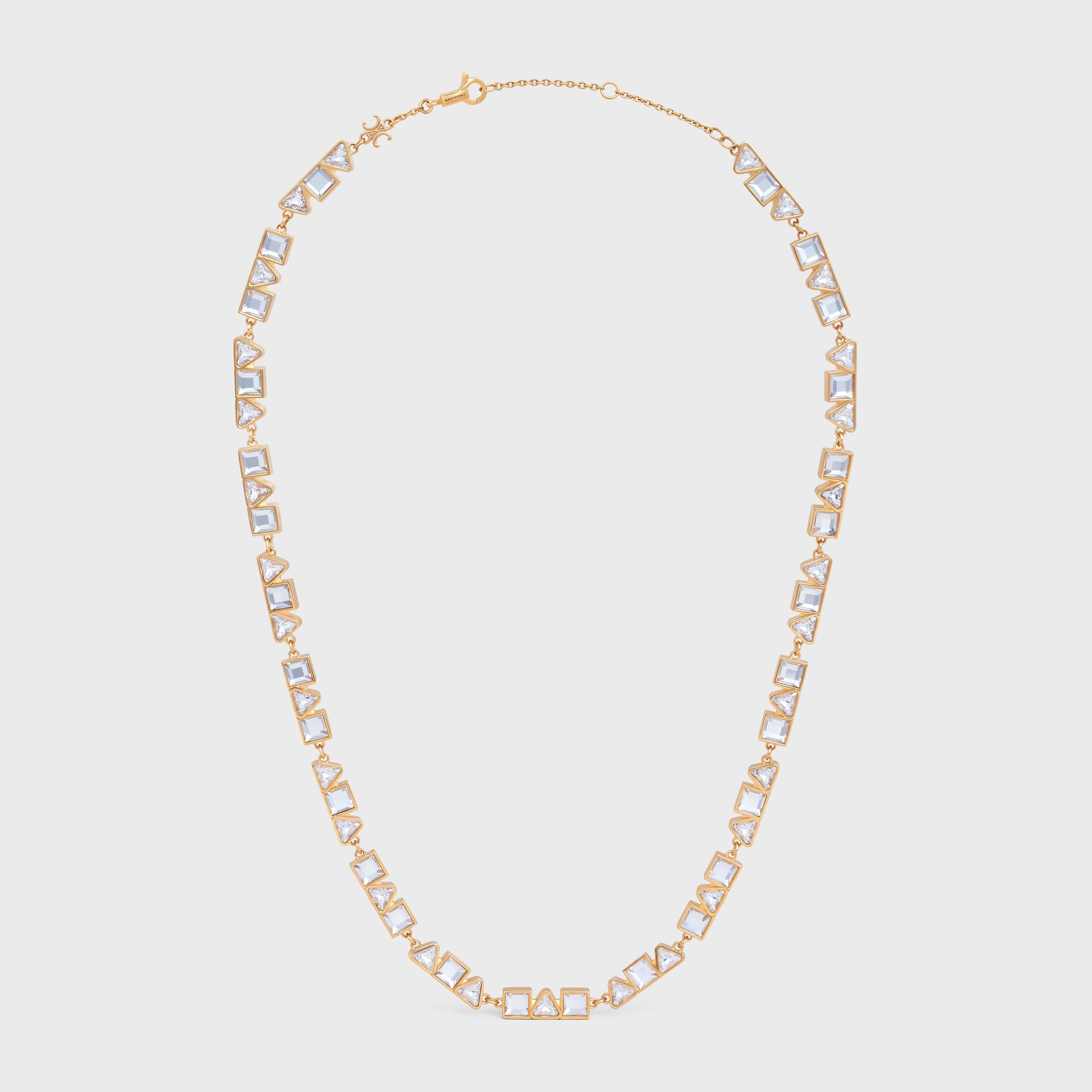 Celine Geometric Necklace in Brass with Gold Finish and Strass - 1