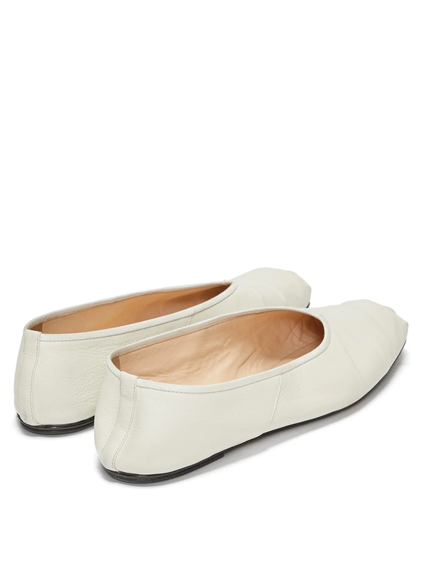 Ballet square-toe leather flats - 5