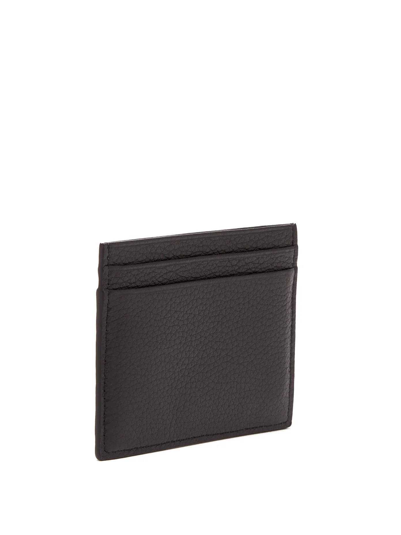 Debossed-logo grained-leather cardholder - 2