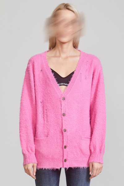 R13 SHAGGY OVERSIZED DISTRESSED EDGE CARDIGAN - PINK outlook