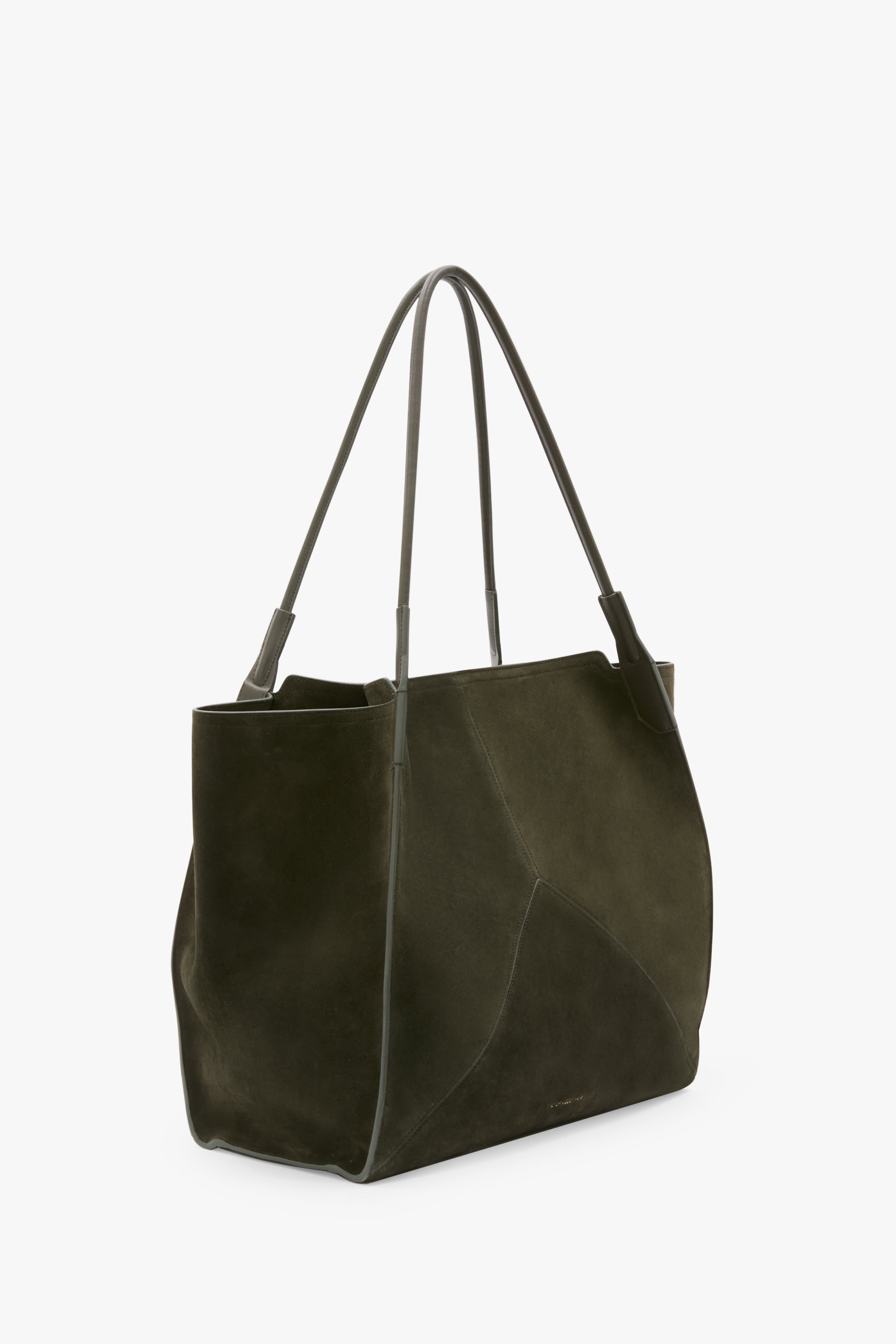 Large Victoria Tote In Dark Olive Suede - 2