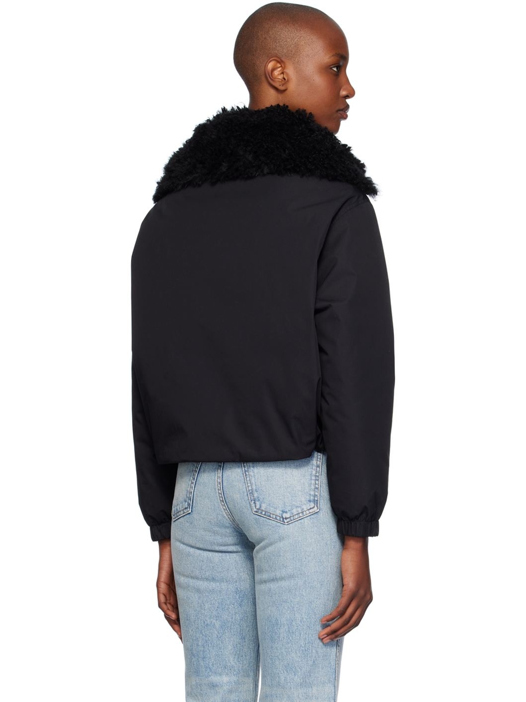 Black Lambswool Short Parka Down Jacket - 3