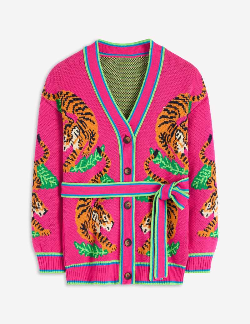 Jacquard Belted Cardigan-Pink Yarrow Tigers 8