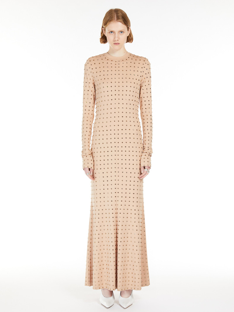 OSCURI Scuba jersey dress with rhinestones 3