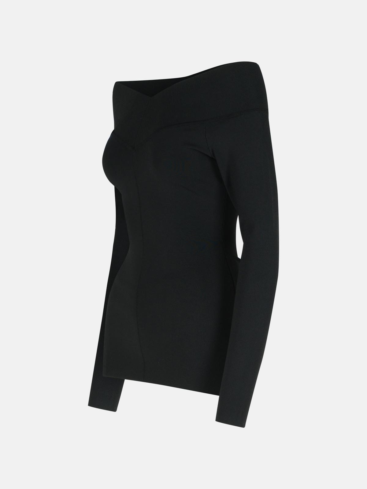 BLACK VISCOSE BLEND TOP - 2