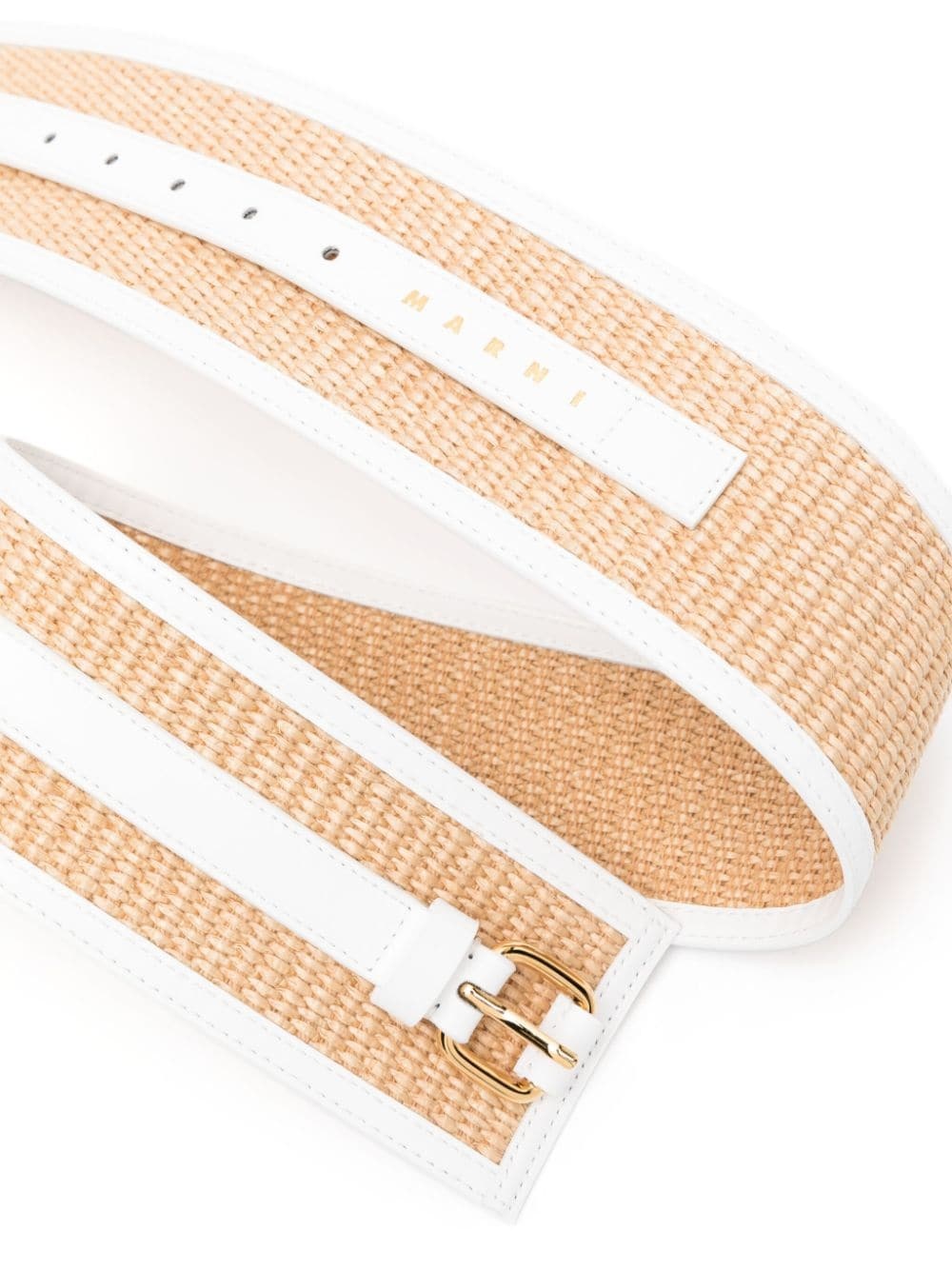 leather-trim raffia wide belt - 2