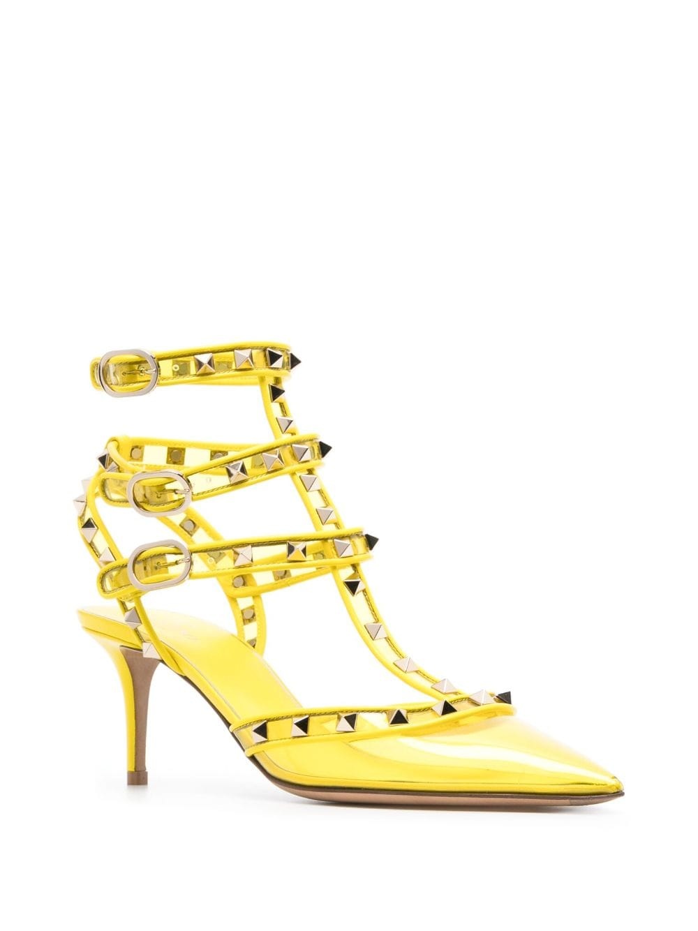 Valentino Garavani metallic Rockstud strappy sandals - Yellow