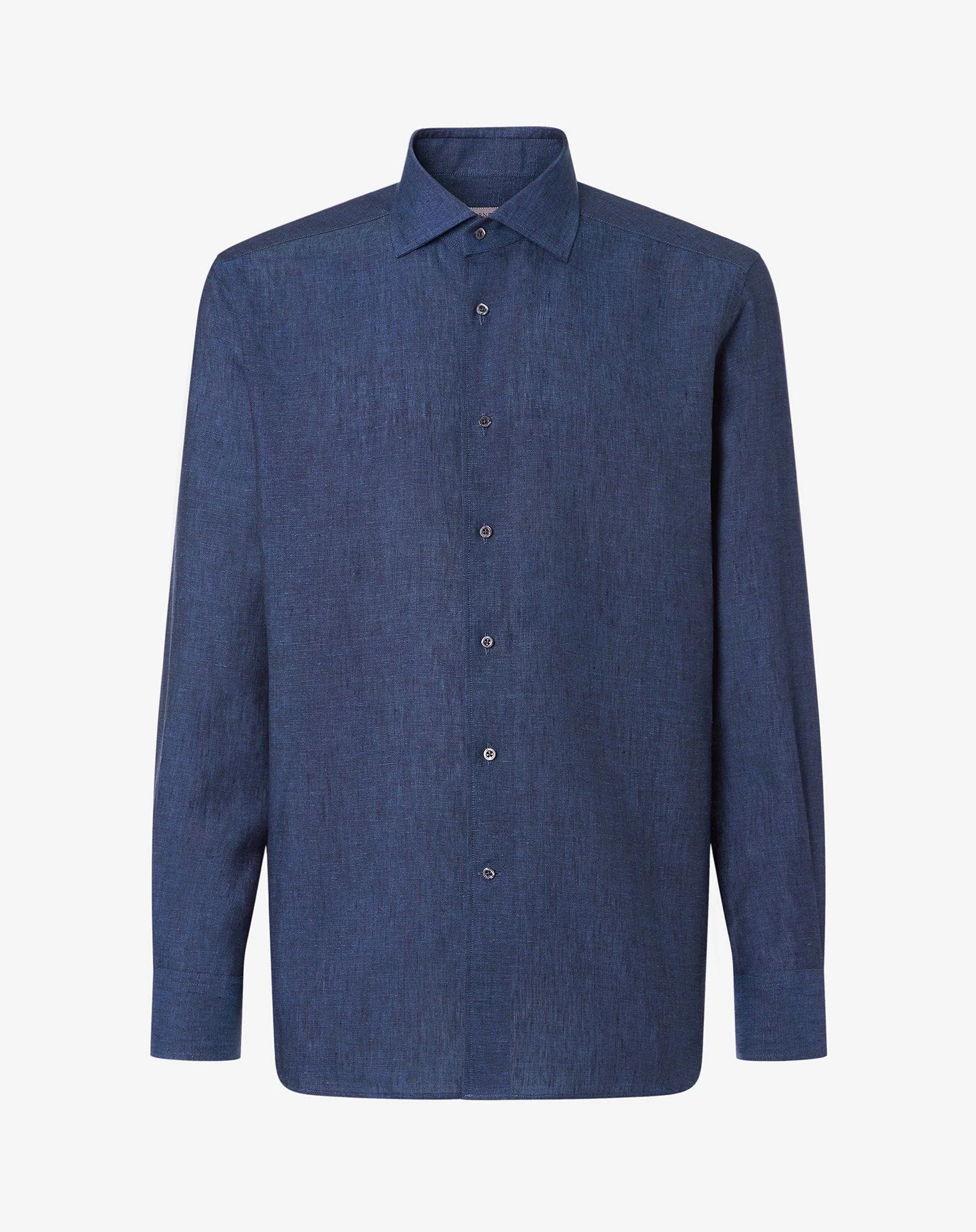 Navy blue chambray linen shirt - 1