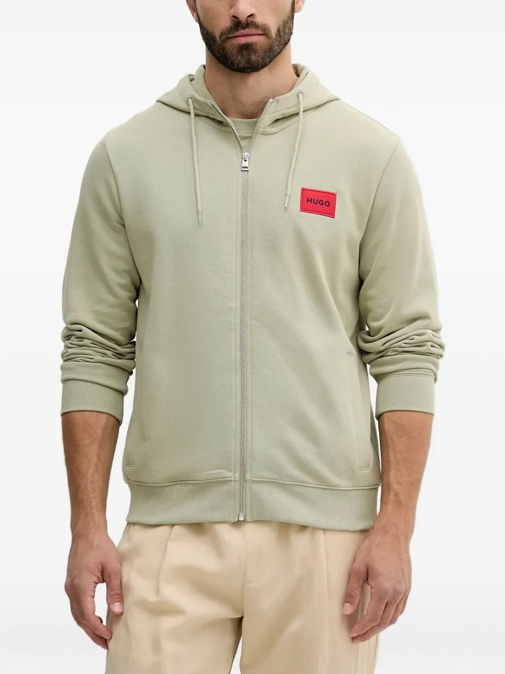 Daple logo-patch zip-up hoodie - 1