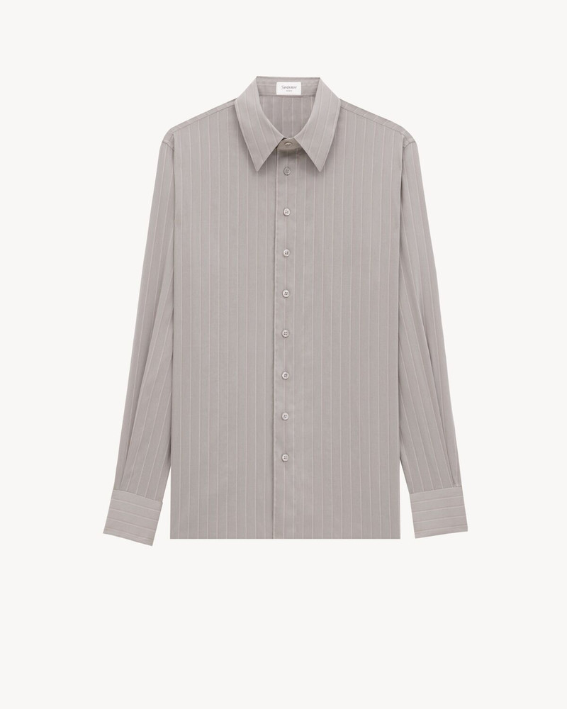 SHIRT IN STRIPED COTTON AND SILK VOILE 1