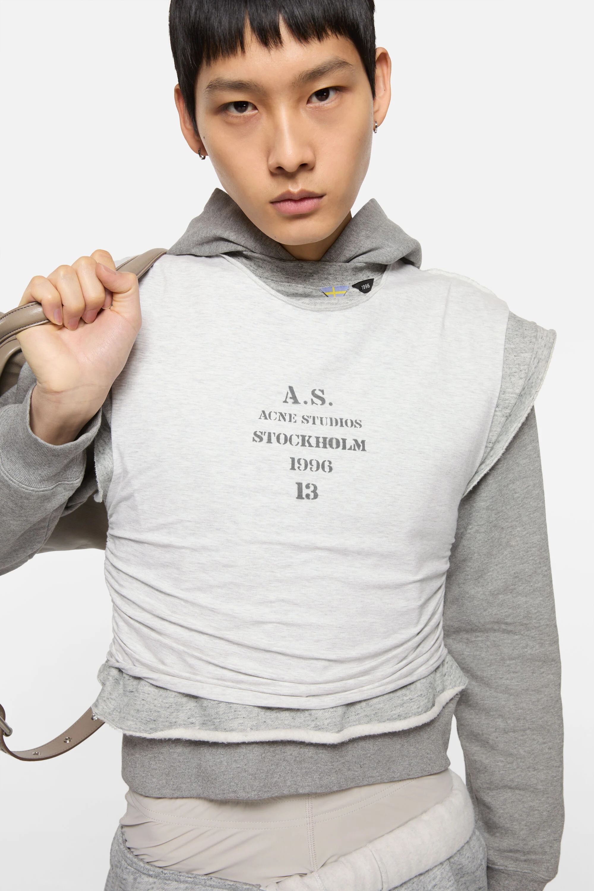 Layered hooded sweater - Grey Melange - 4