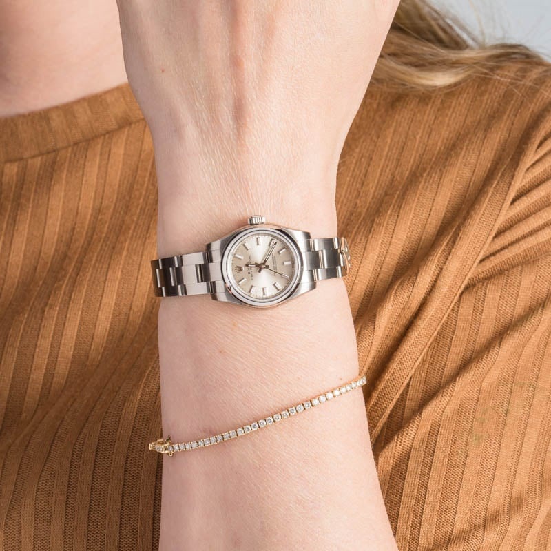 Ladies Rolex Oyster Perpetual Ref 176200 Silver Dial - 5
