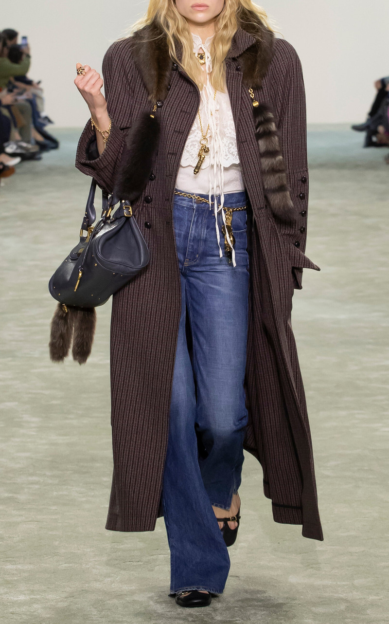 Chloé Wool Houndstooth Riding Coat grey outlook