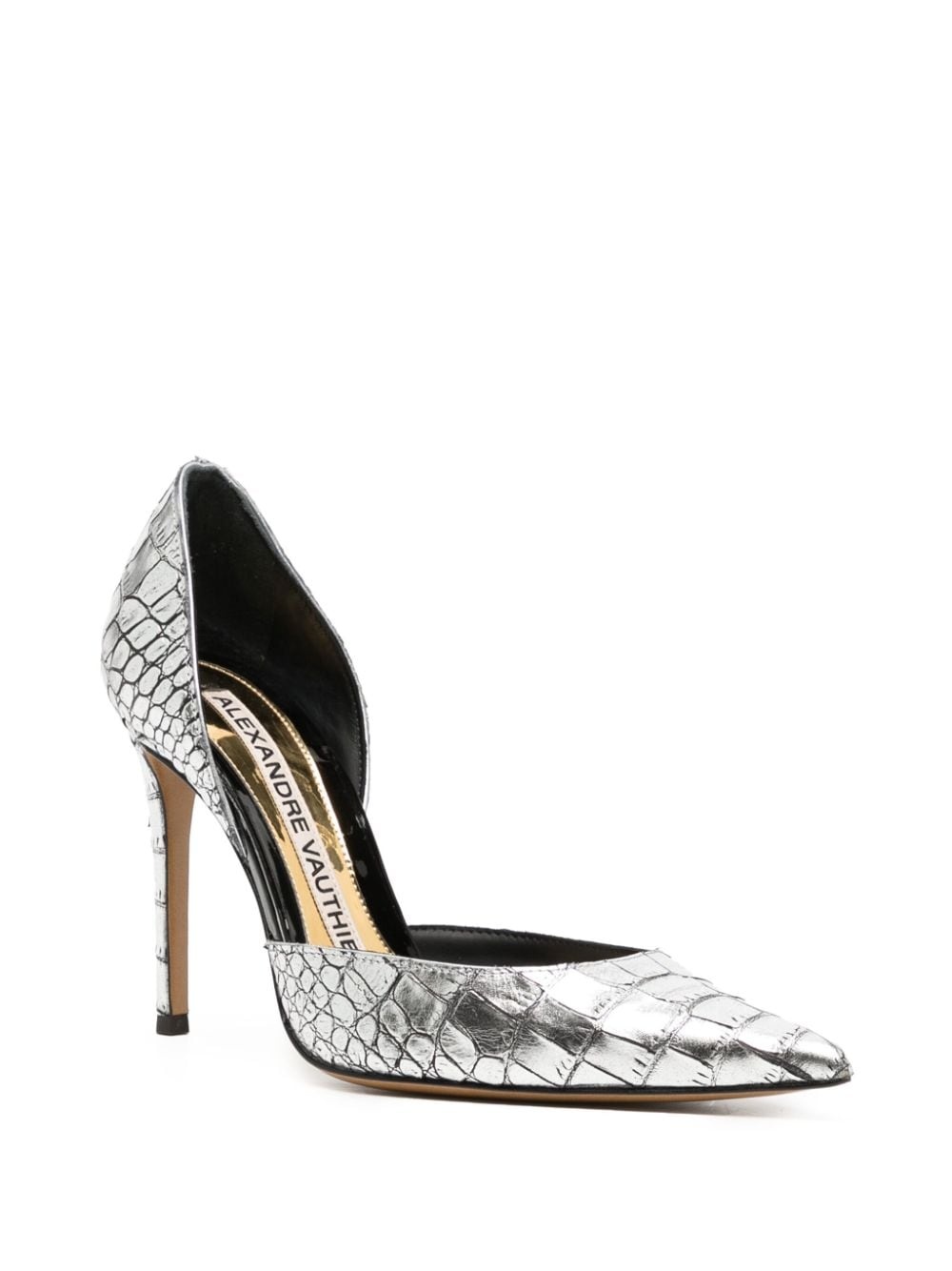 90mm crocodile-effect leather pumps - 2