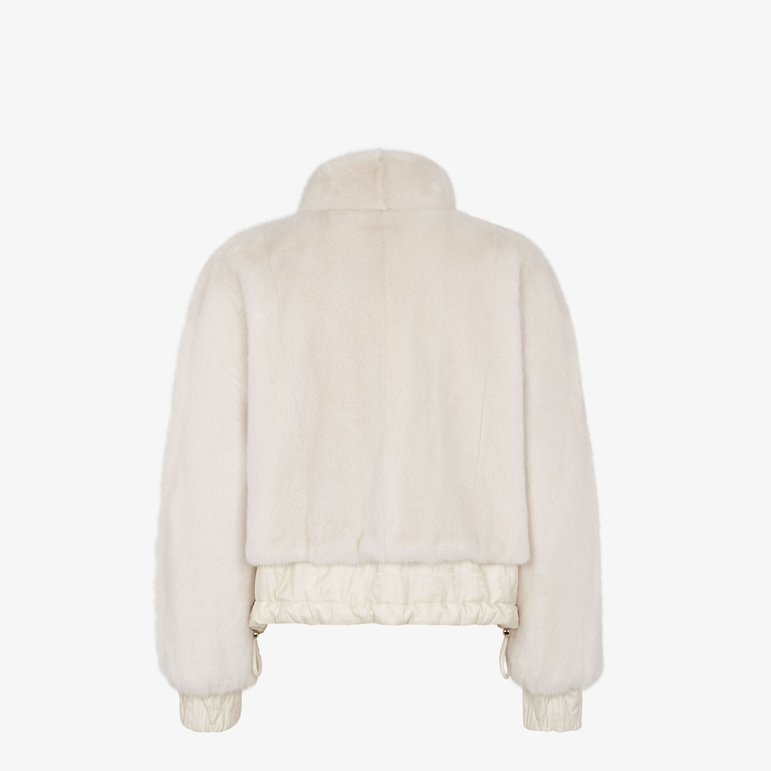 Reversible cropped jacket with high collar and drawstring hem. One side has zipper pockets, the othe - 2
