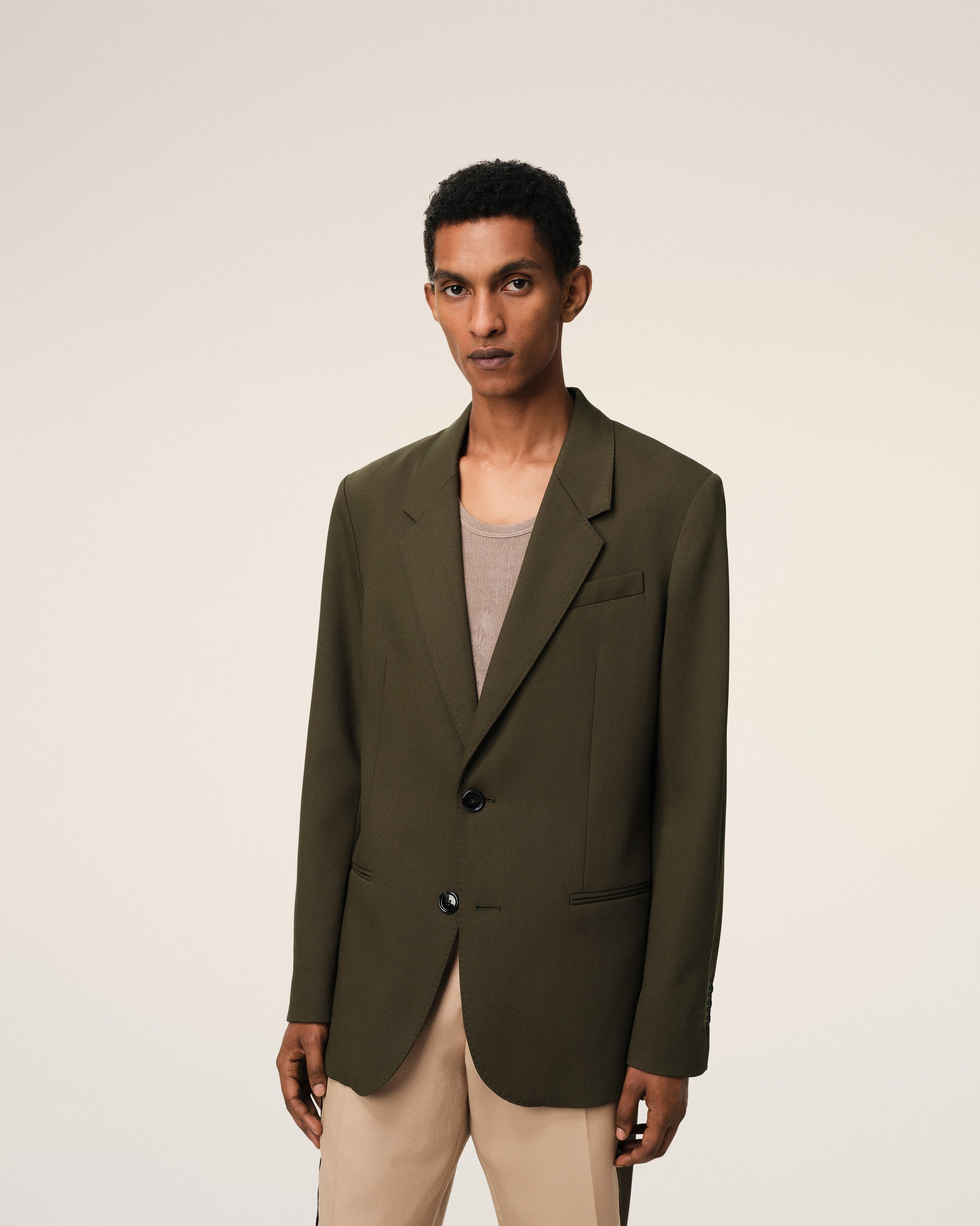 GREEN WOOL SEMI-LINED JACKET - 3