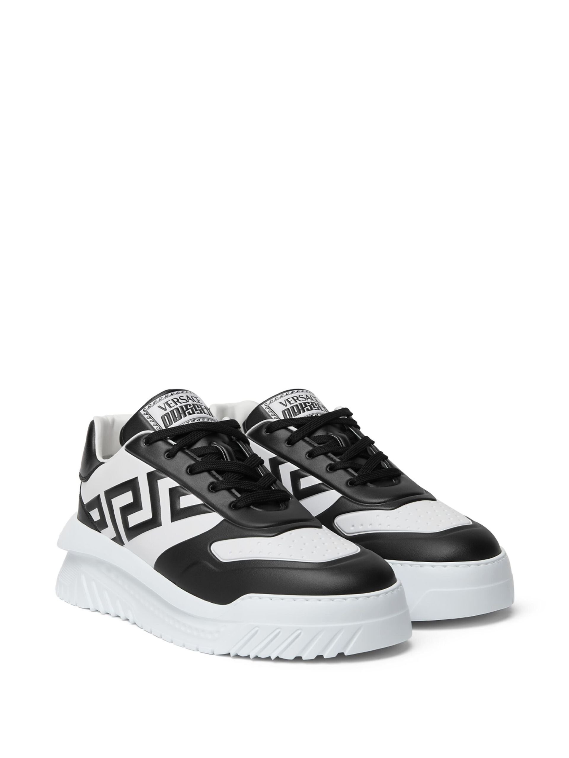Black Greca Odissea Leather Sneakers - 2