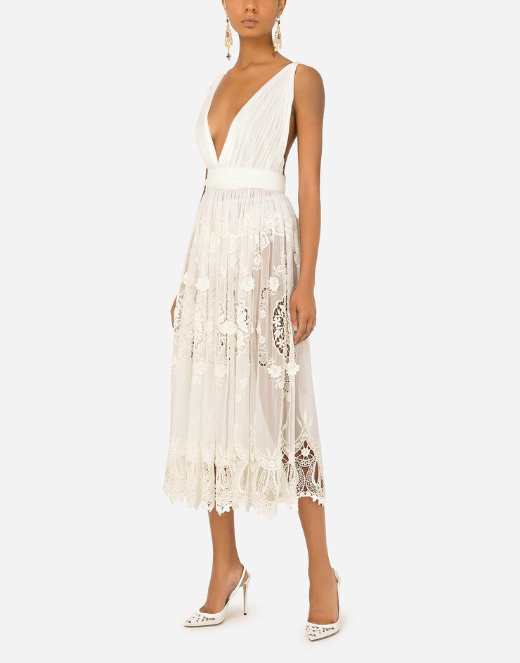 Long chiffon dress with crystal mesh embroidery - 4