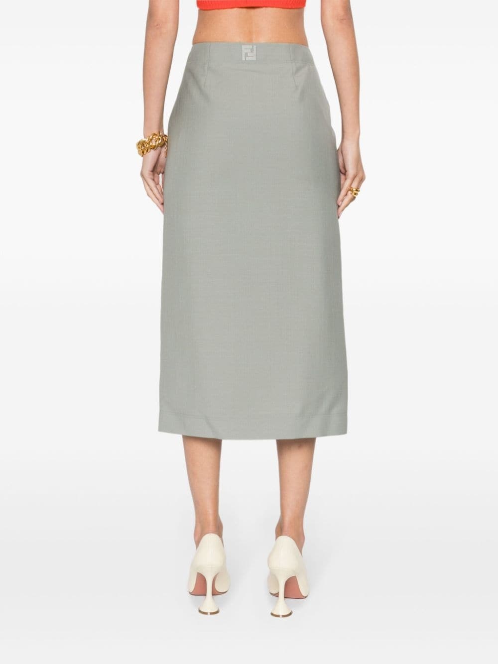 embroidered-logo midi skirt - 4