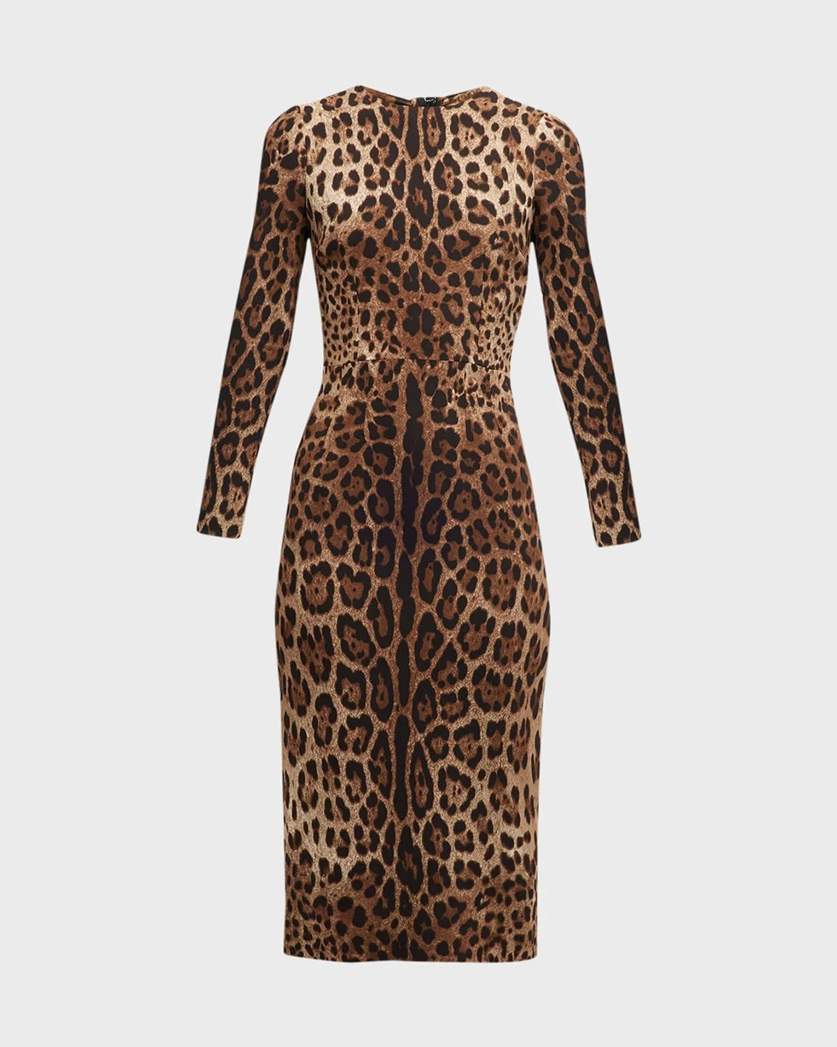 Leopard-Print Long-Sleeve Midi Dress - 1