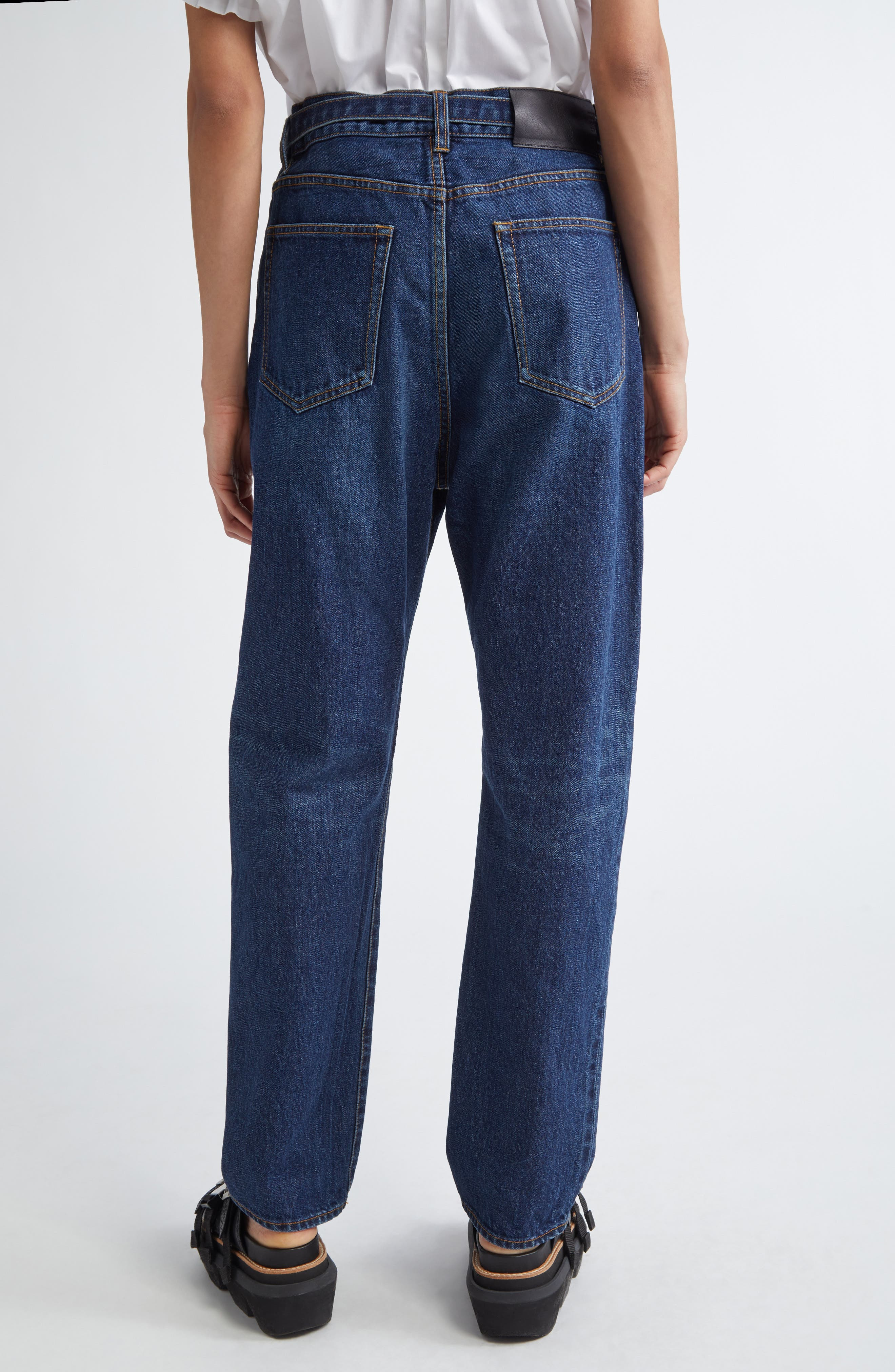 Sacai Belted Straight Leg Jeans in Blue 401 at Nordstrom - 3