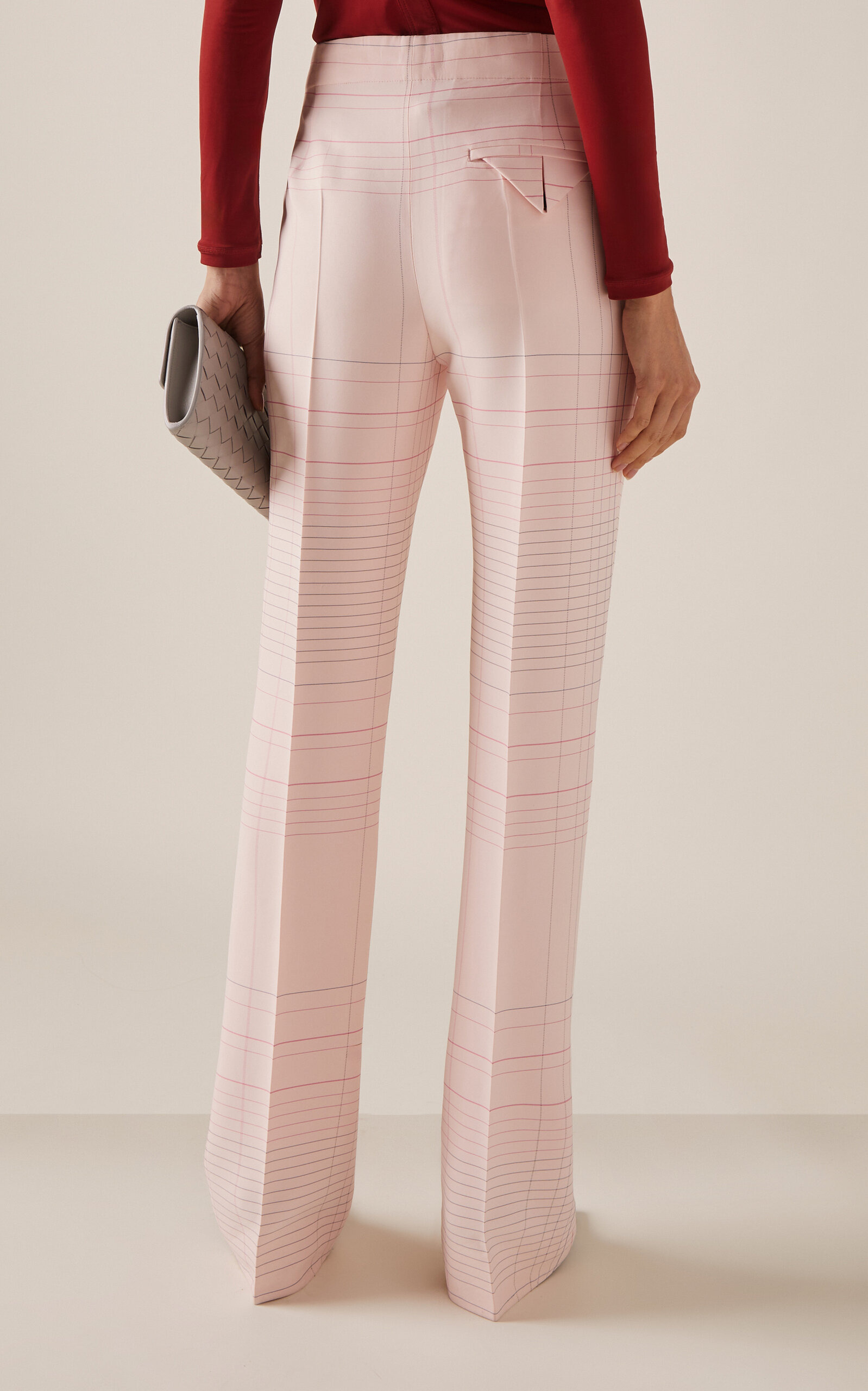 Striped High-Rise Stretch-Crepe Flare Pants light pink - 4