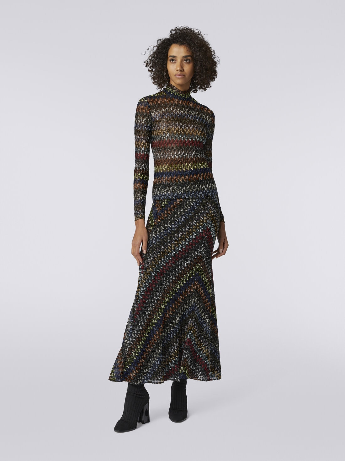 Long lamé viscose skirt - 2